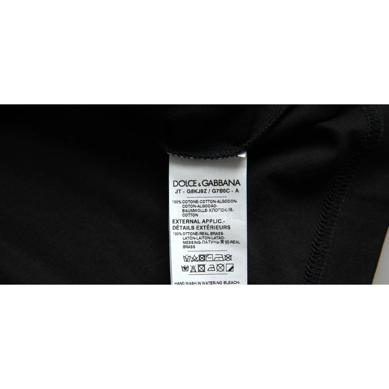 Black Silver Chain Short Sleeve T-Shirt Cotton - Men