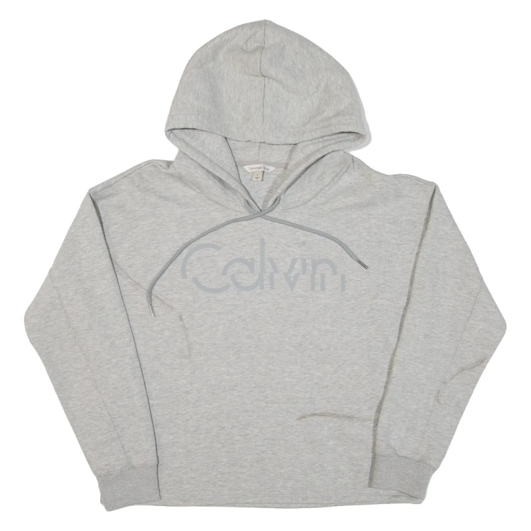 CALVIN KLEIN JEANS Cropped Womens Grey Hoodie L