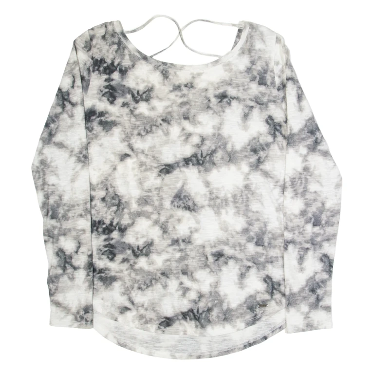 HOLLISTER Tie-Dye Womens Top Grey Long Sleeve S