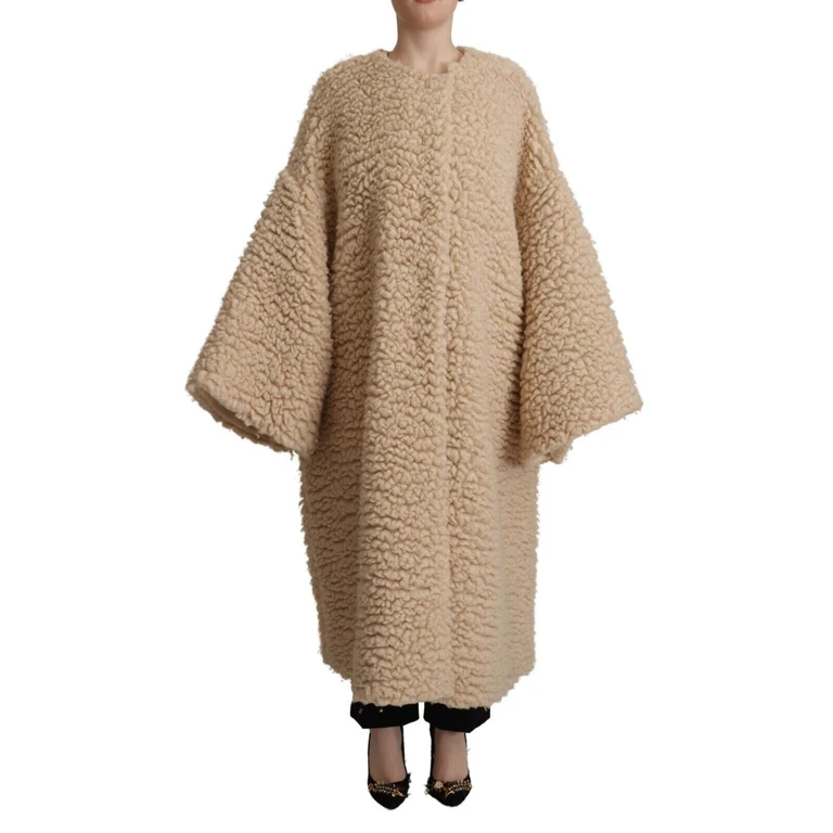 Dolce & Gabbana Beige Cashmere Wool Faux Fur Coat Jacket Clothing - Women