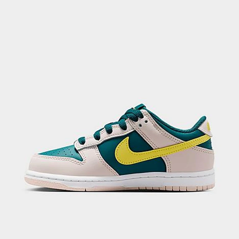 Nike Little Kids Dunk Low Casual Shoes in Dark Teal Green/Dark Teal Green/White Size: 1.0