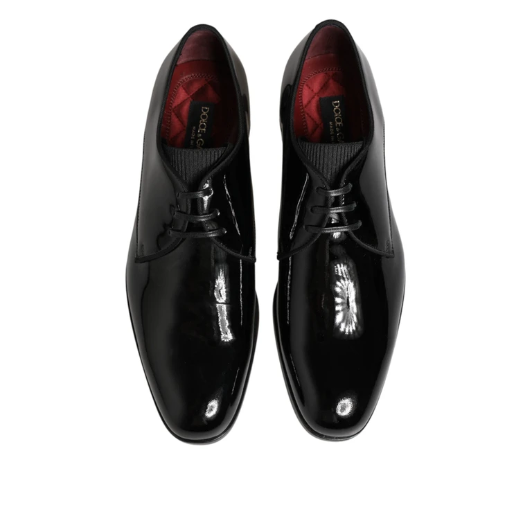 Dolce & Gabbana Black Calfskin Leather Derby Dress Shoes 100lf - Men