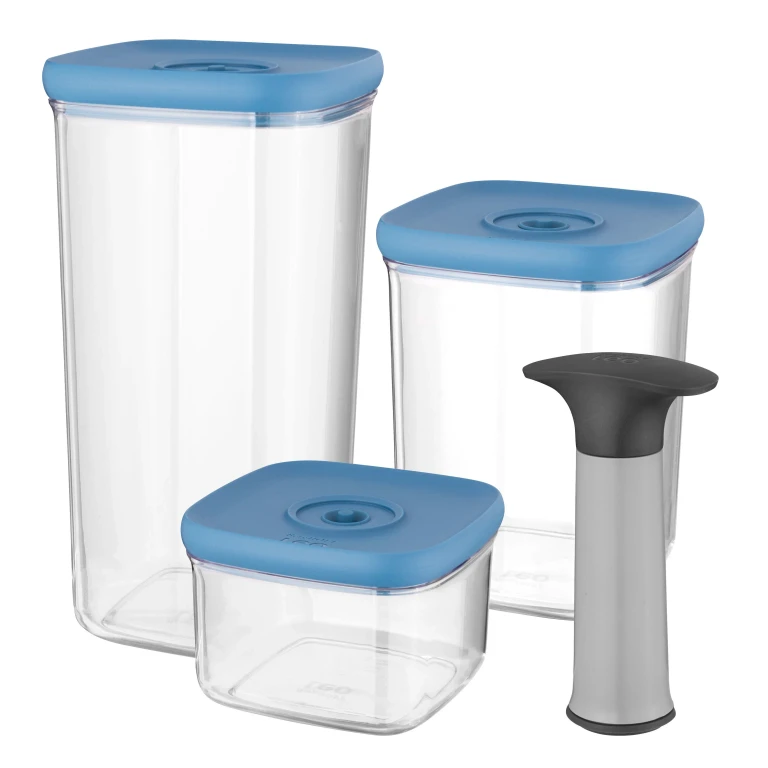 Leo 4Pc Vacuum Food Container Set, Blue