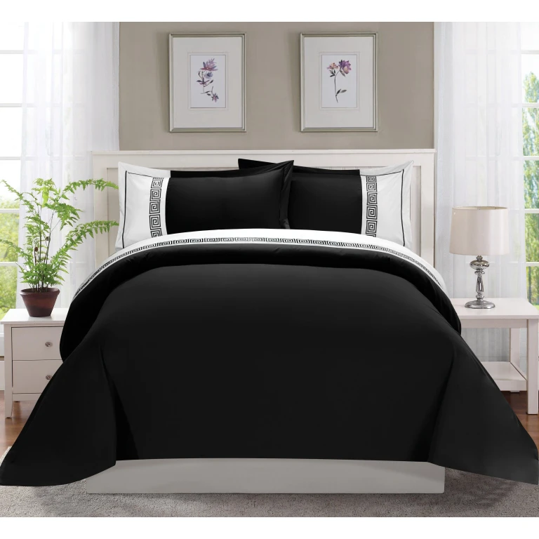 3-Piece Greek Embroidered Duvet Cover Set