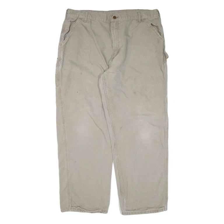 CARHARTT Carpenter Workwear Mens Trousers Beige Loose Straight W38 L29