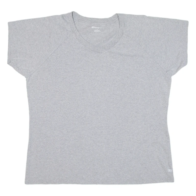 CHAMPION Mens T-Shirt Grey V-Neck L