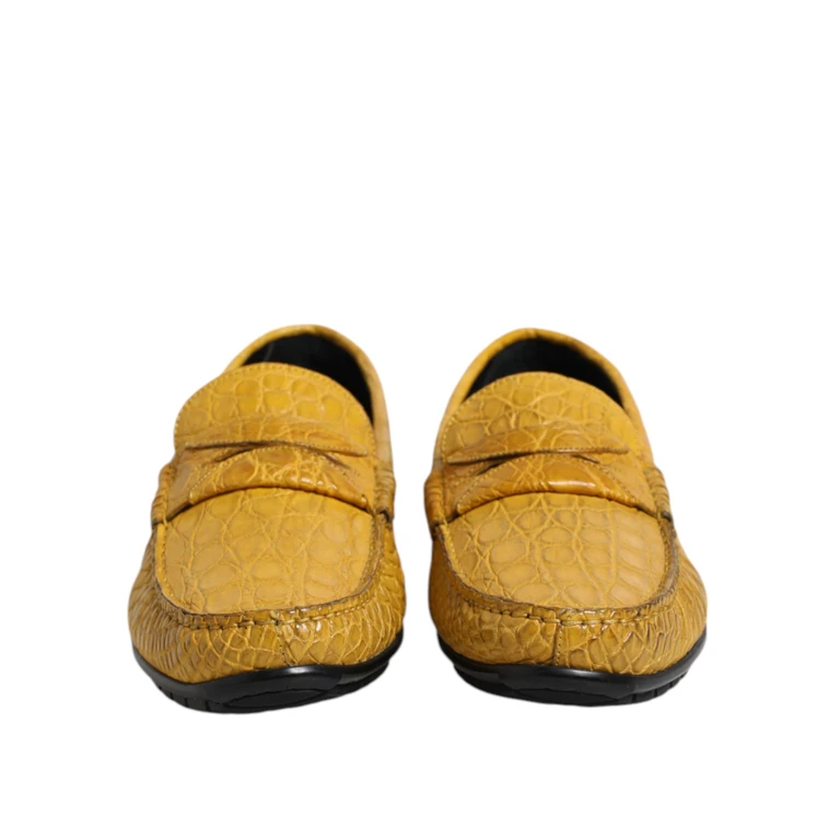 Dolce & Gabbana Yellow Exotic Leather Loafers Slip On Shoes Caiman - Men