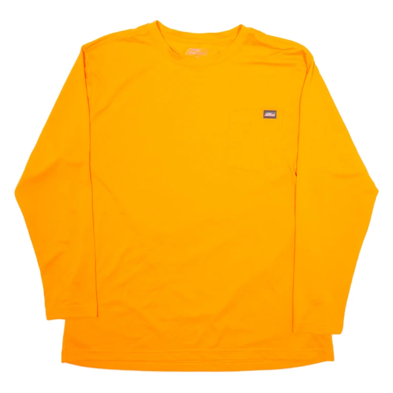 DICKIES Mens T-Shirt Orange Long Sleeve XL
