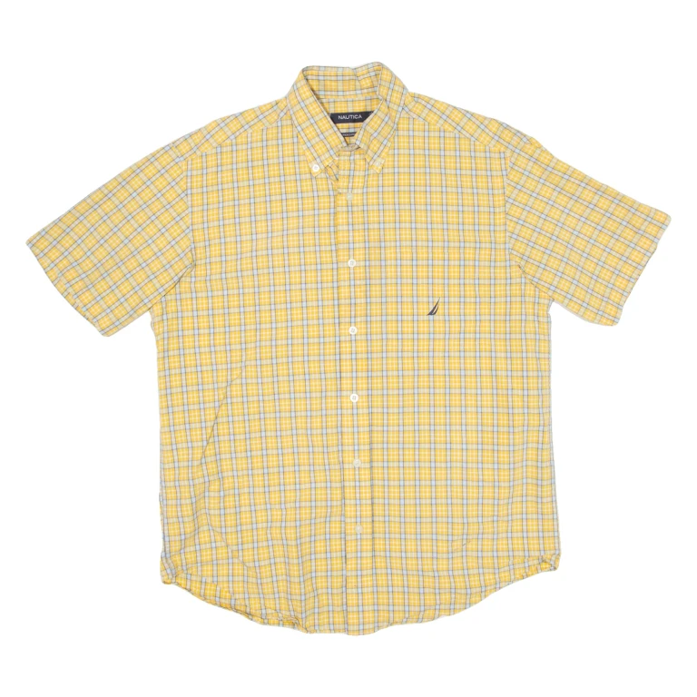 NAUTICA Mens Shirt Yellow Check M