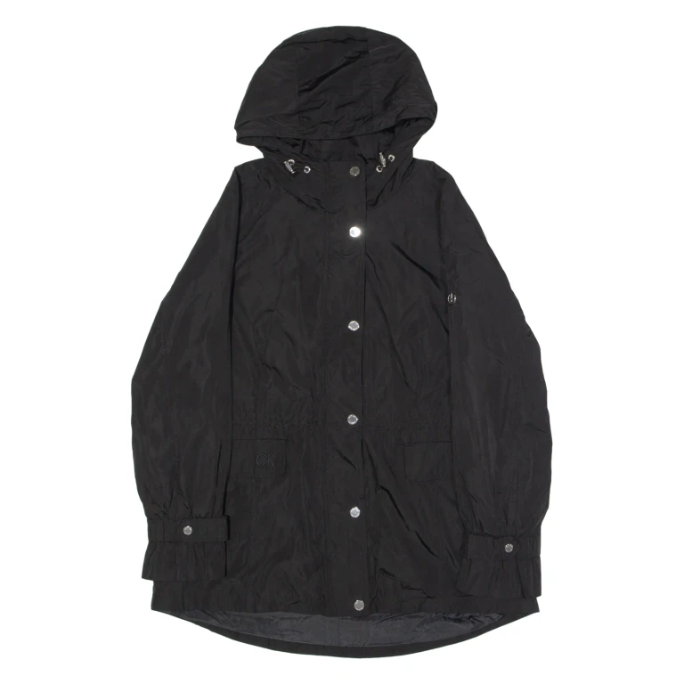 CALVIN KLEIN Womens Parka Jacket Black Hooded L