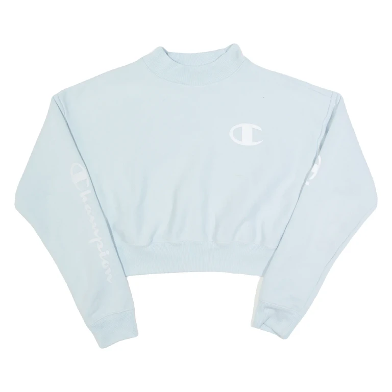 CHAMPION Cropped Womens Sweatshirt Blue XS