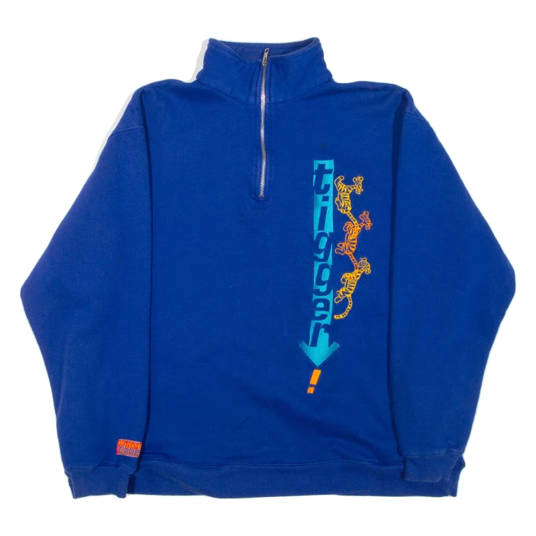 THE DISNEY STORE Tigger Womens Sweatshirt Blue 1/4 Zip L