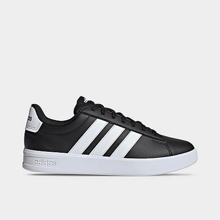adidas Men's Grand Court Casual Shoes (Wide Width) in Core Black/Cloud White/Cloud White Size: 7.5