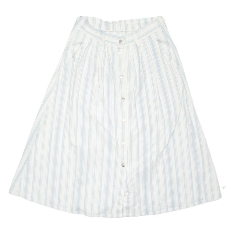 Womens A-Line Skirt Blue Long Striped M