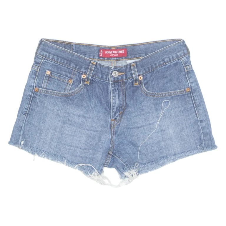 LEVI'S Nouveau Cut Off 577 Womens Denim Shorts Blue Relaxed M W30