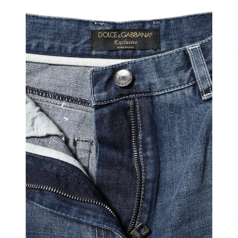 Blue Cotton High Waist Wide Leg Denim Jeans Clothing - Women