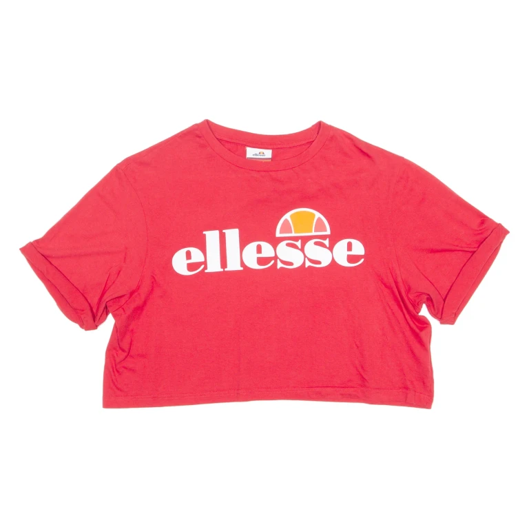 ELLESSE Cropped Womens T-Shirt Red Crew Neck UK 12