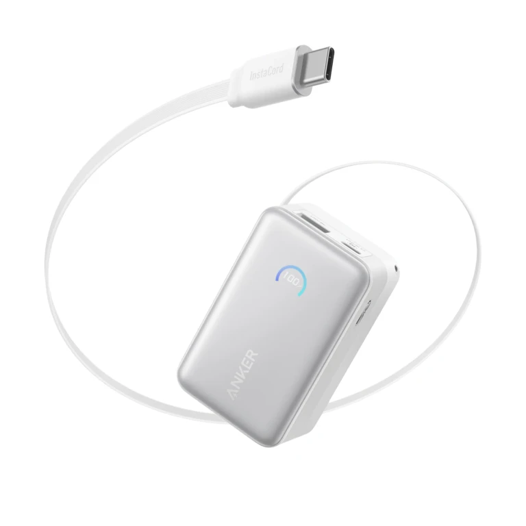 Nano Power Bank (10K, 45W, Built-In Retractable USB-C Cable)