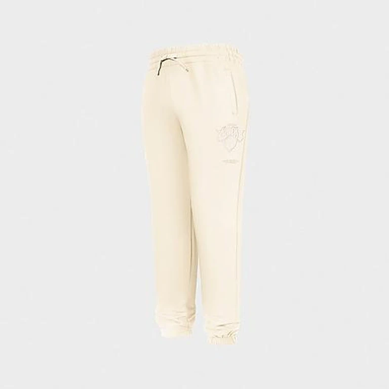 Pro Standard Big Kids New York Knicks NBA Neutral Fleece Jogger Pants in Eggshell Size: Small