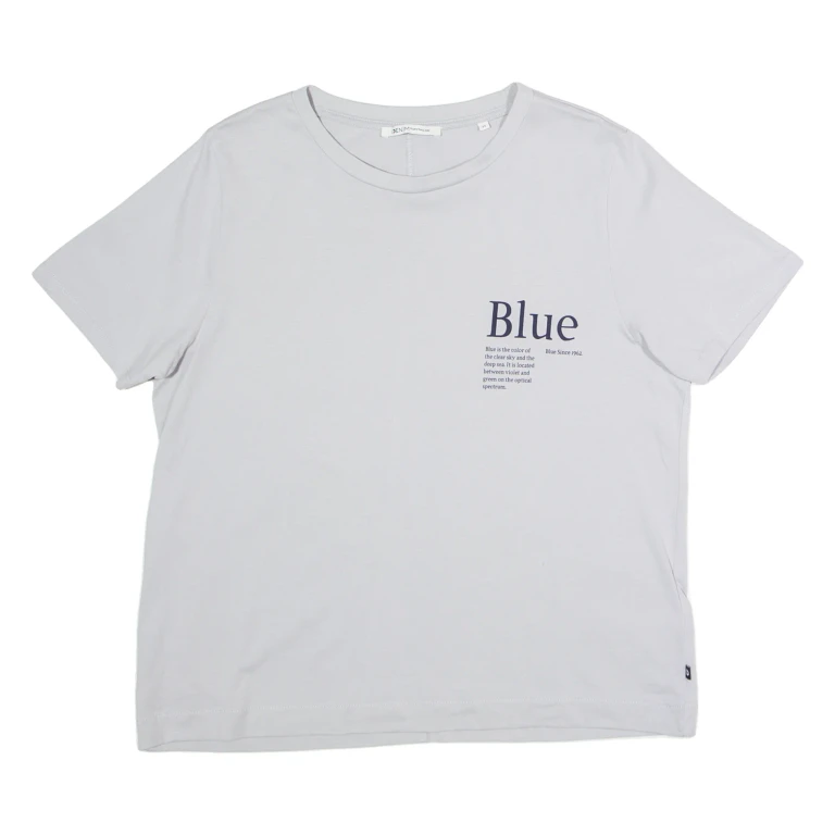 TOM TAILOR Blue Womens T-Shirt Grey Crew Neck M