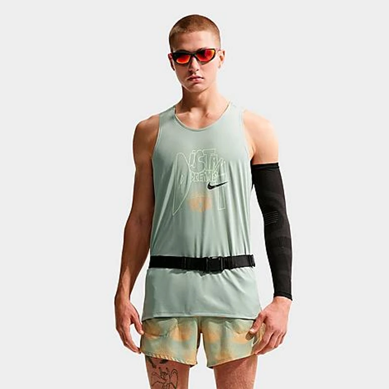Nike Men's Stride Dri-FIT Distant Dreams ADV Running Tank Top in Jade Horizon/Linen Size: XS