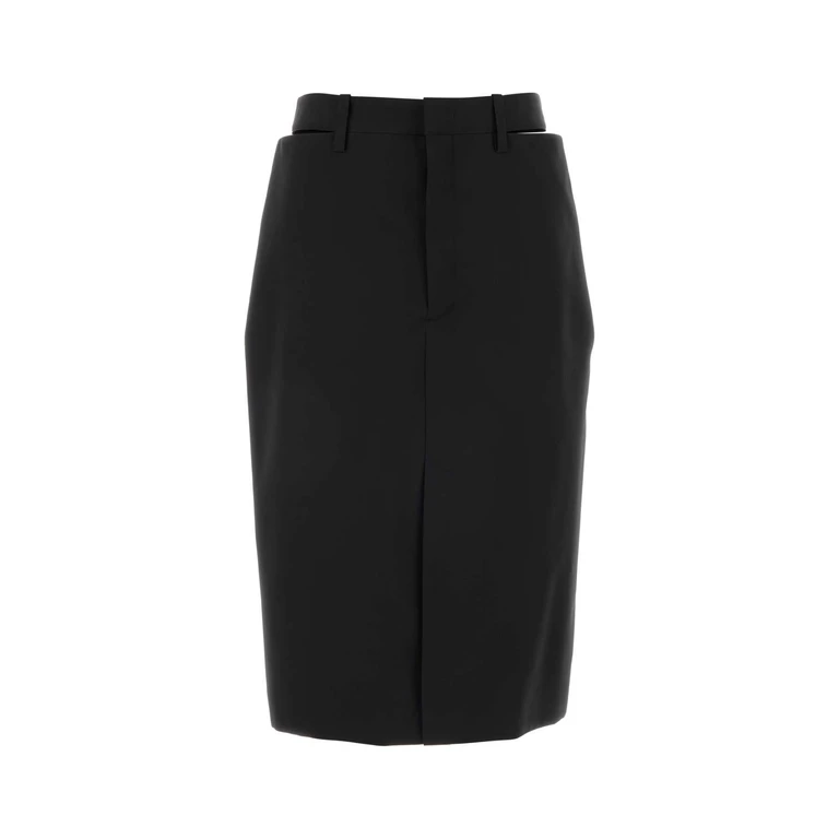 Black Wool Skirt Gonne - Women