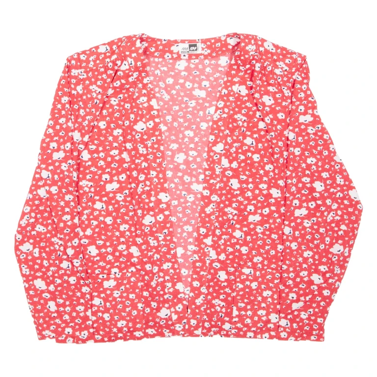 Womens Kimono Blouse Red Long Sleeve Floral S
