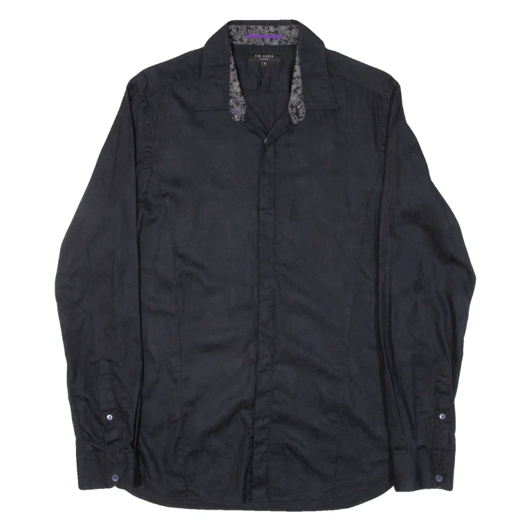 TED BAKER Mens Shirt Black Long Sleeve S
