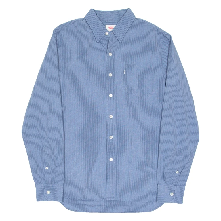LEVI'S Mens Shirt Blue Striped Long Sleeve S
