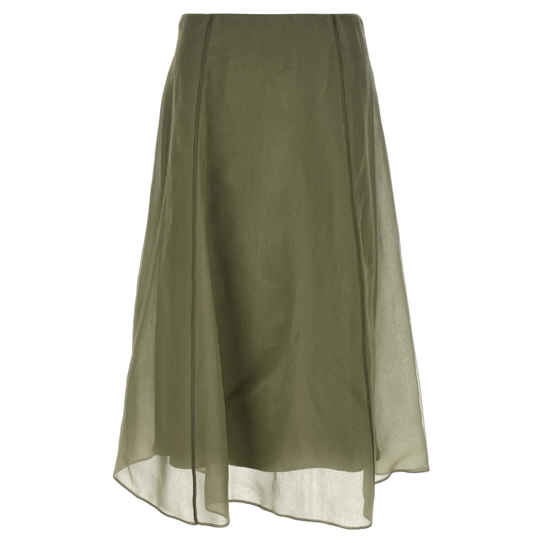 Bicolor Silk Midi Skirt - Women