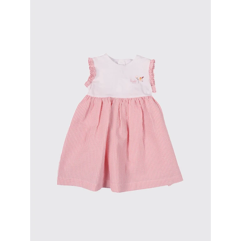 Girl's Sleeveless Cotton Dress with Striped Details (P25VA331C1080350)