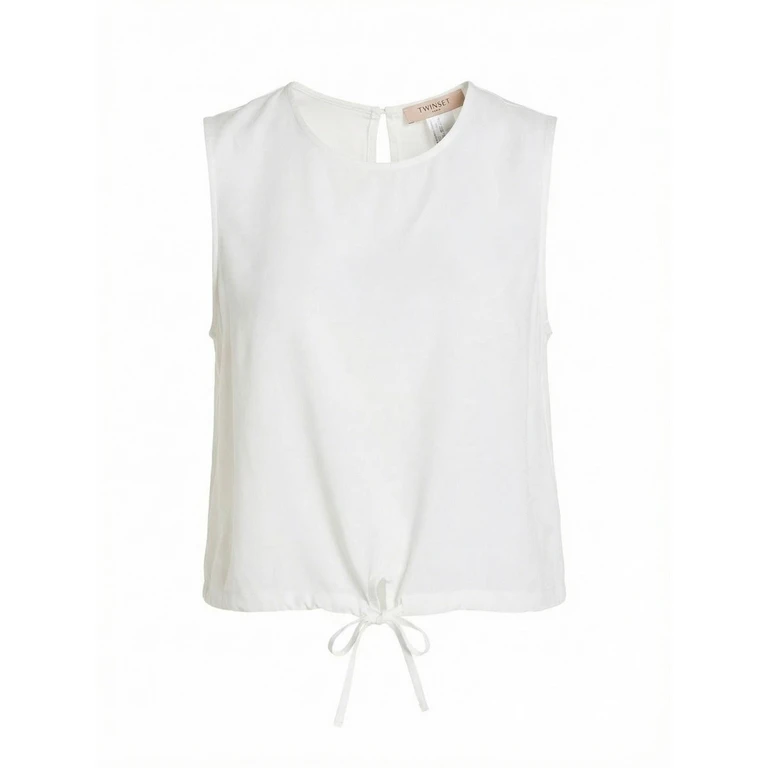 Twin Set Top With Drawstring And `T` Embroidery