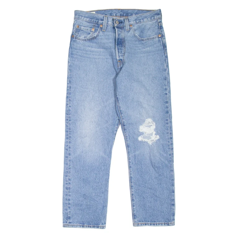 LEVI'S 501 BIG E Jeans Distressed Womens Blue Regular Straight W27 L26