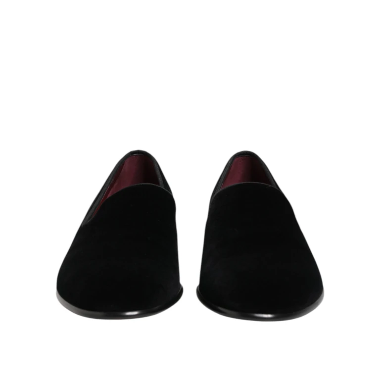 Black Velvet Slip On Loafers Men Formal Shoes Viscose Cotton (velvet) - Men