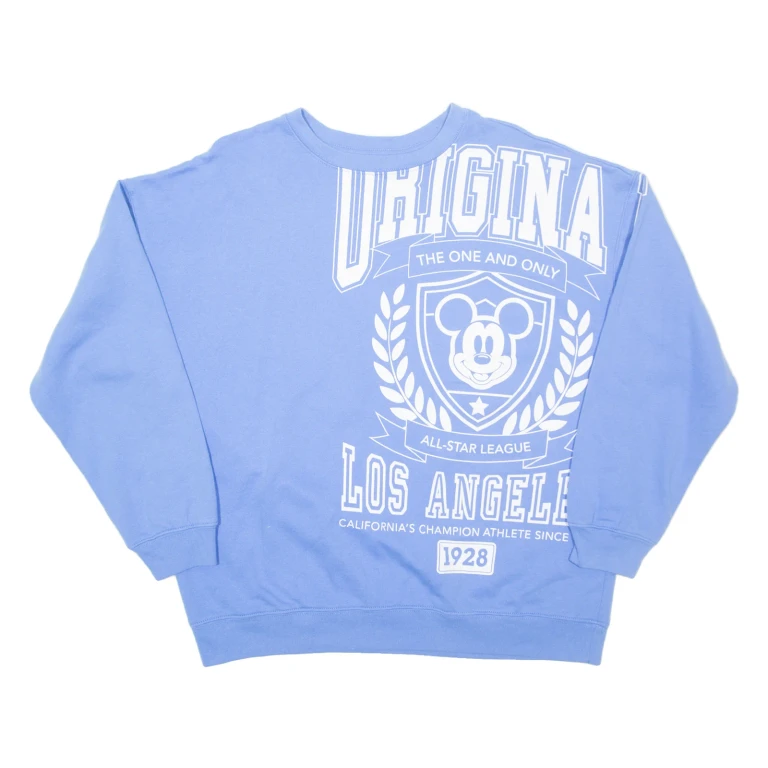 DISNEY Mickey Mouse Los Angeles Womens Sweatshirt Blue USA L