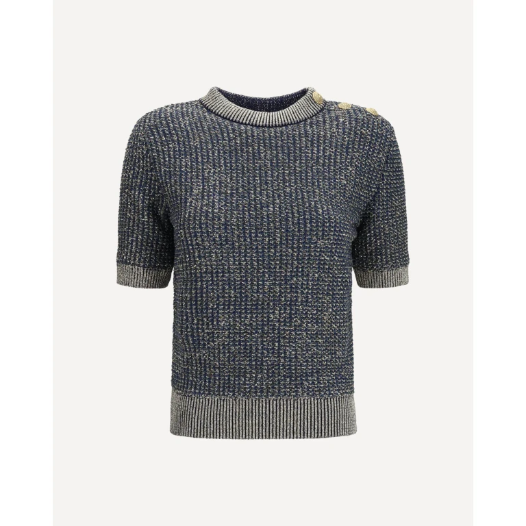 Short-sleeve sequined Sweater with buttons Female 36