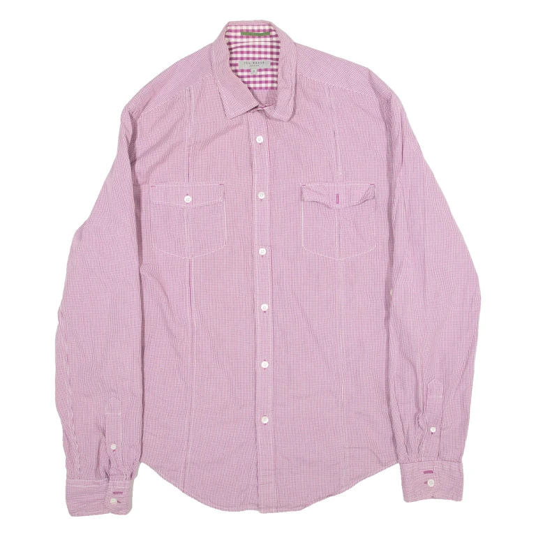 TED BAKER Mens Shirt Red Gingham Long Sleeve S