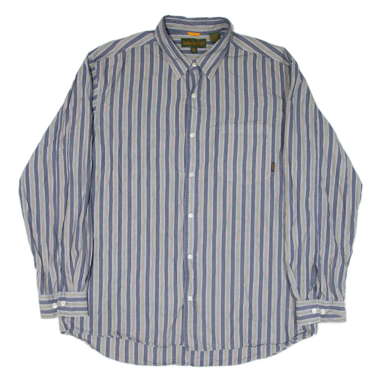 TIMBERLAND Mens Shirt Blue Striped Long Sleeve 2XL