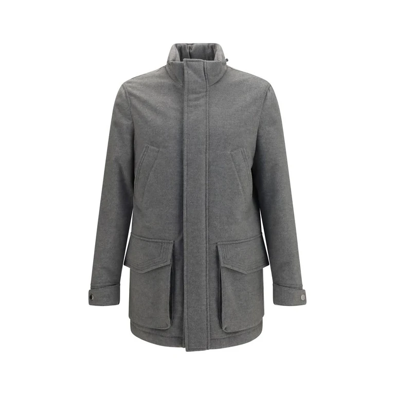 Brunello Cucinelli Gray Cashmere Full-Length Jacket Clothing - Men