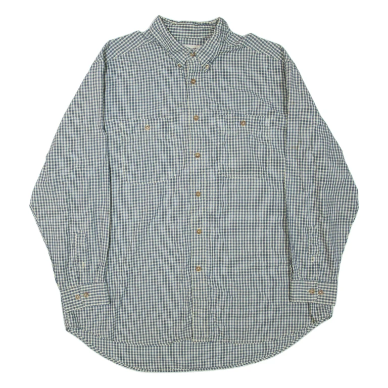 WRANGLER Mens Shirt Blue Check Long Sleeve 2XL