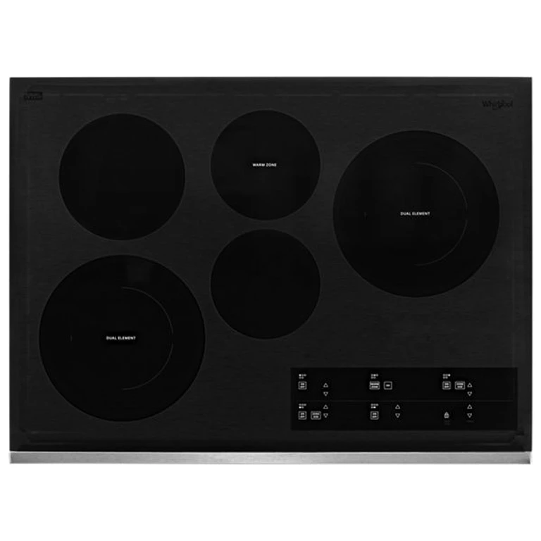 30 in. Electric Ceramic Glass Cooktop with Two Dual Radiant Elements in Stainless Steel 30 in. WCE97US0KS