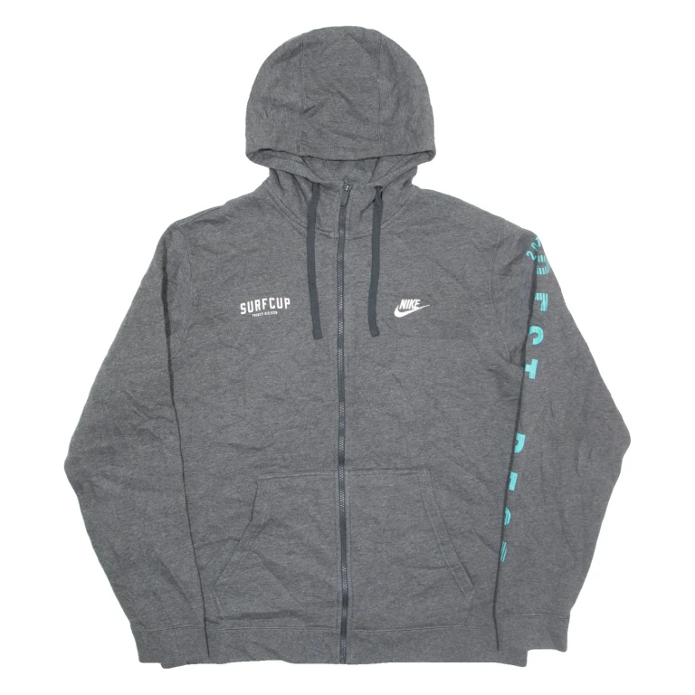 NIKE Surf Cup 2016 Mens Grey Hoodie Full Zip USA XL