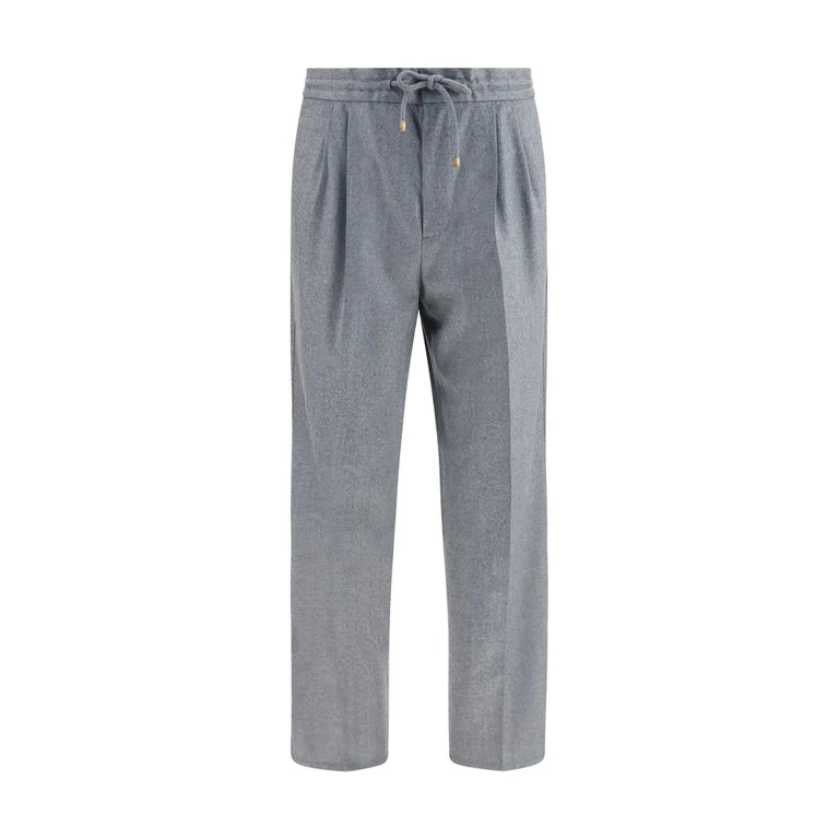 Brunello Cucinelli Gray Wool Oves Aries Casual Pants - Men
