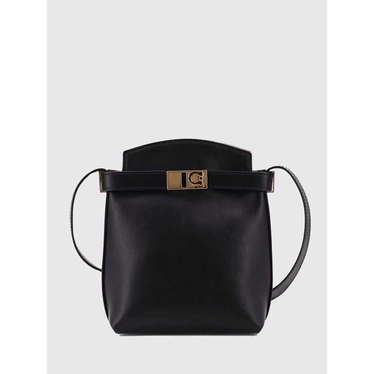 Mini Calfskin Leather Bucket Bag with Gancini Logo (22065077088001)