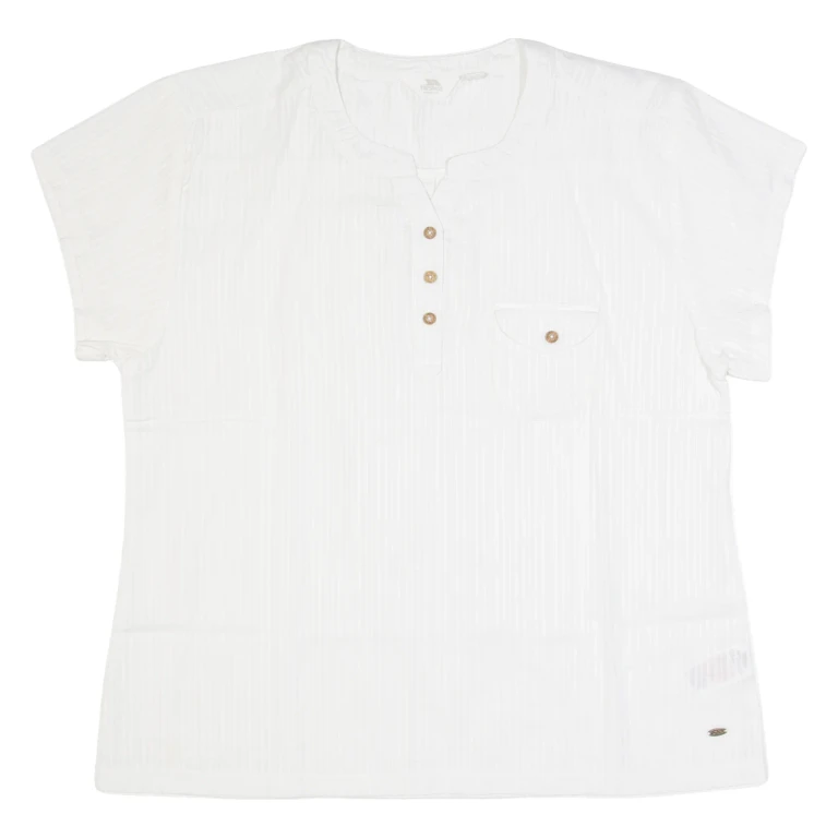 TRESPASS Womens Top Cream V-Neck Striped UK 18
