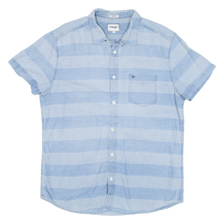 WRANGLER Mens Shirt Blue Striped XL