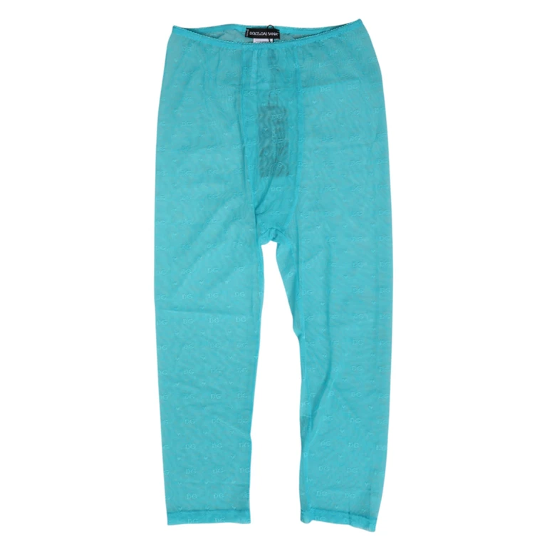 Dolce & Gabbana Light Blue Logo Lace Tight Midi Trouser Underwear Nylon Elastane - Women