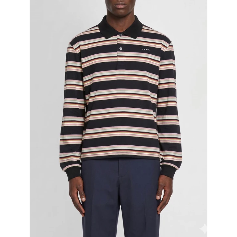 Polo Marni à manches longues rayé
