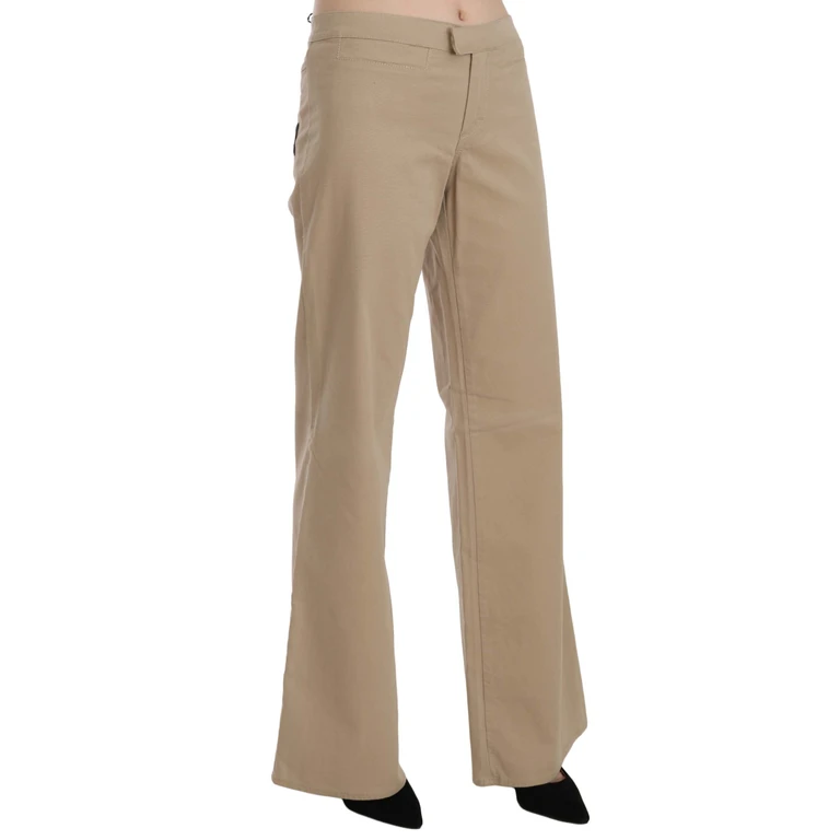 Just Cavalli Beige Cotton Mid Waist Flared Trousers Pants Other Materials - Women