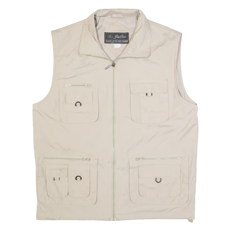 JIN TAN Utility Mens Gilet Beige L